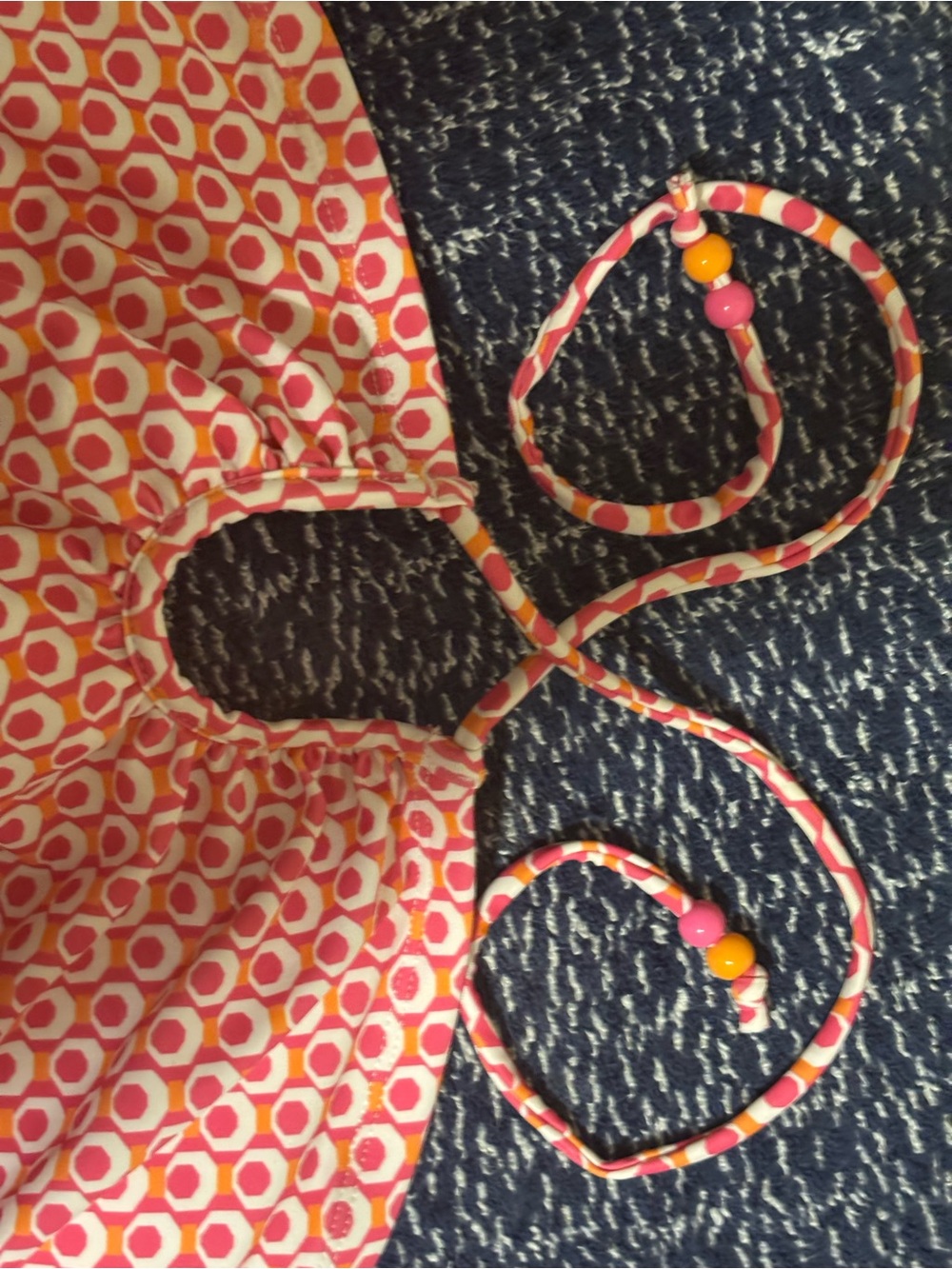 Pink & Orange Geometric high cut bathing suit